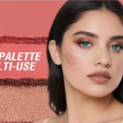 3-in-1 blusher red plate, durable, natural, easy to apply, waterproof, smooth and matte texture to create a perfect makeup