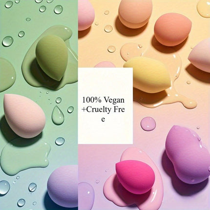 8Pcs Hydrophilic Makeup Sponge Set - Assorted Shapes & Powder Foundation | Non-Latex Flawless Application Professional Kit