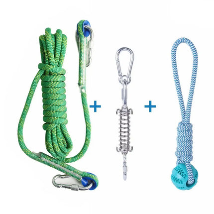 Bite Resistant Dog Spring Pole Toys 5M Cotton Rope Dog Teething Toy Dog Spring Pole Toys Tug Hanging Exercise Cotton Rope