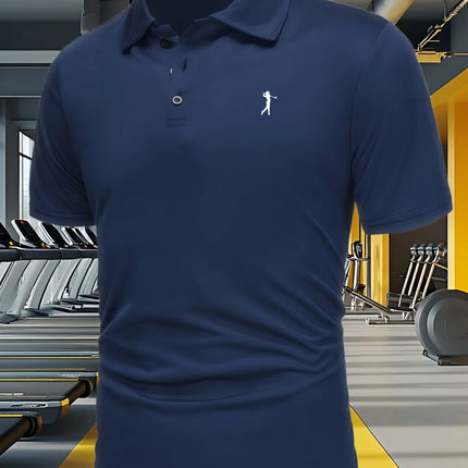 New men's short-sleeve summer polo shirt with a button-down collar, quick-drying and breathable, casual and sporty T-shirt,
