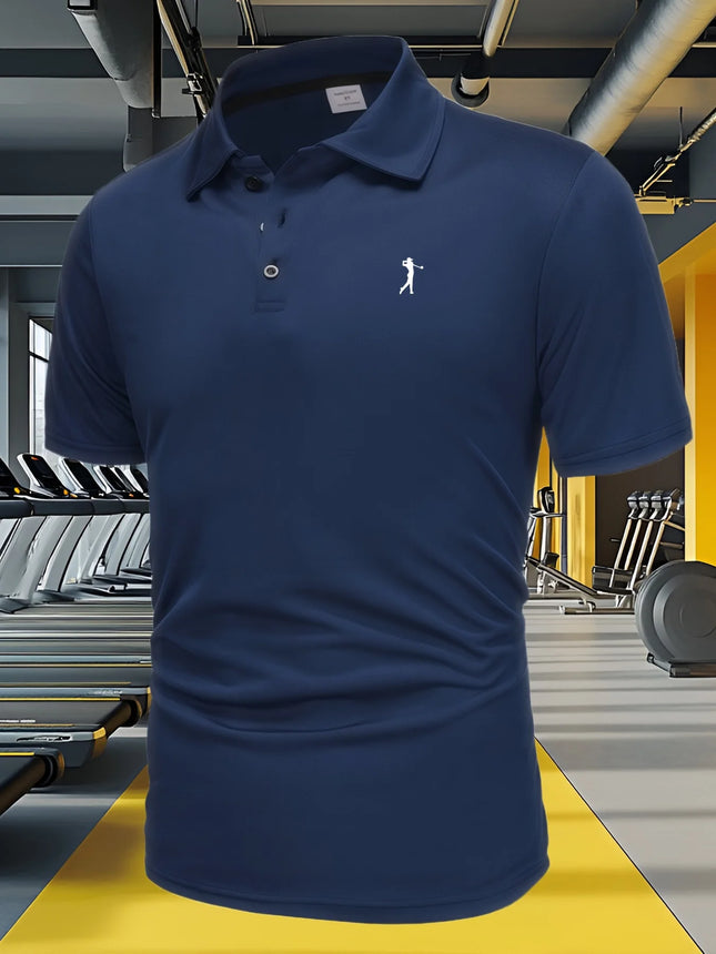 New men's short-sleeve summer polo shirt with a button-down collar, quick-drying and breathable, casual and sporty T-shirt,