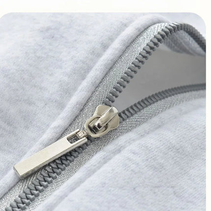 Slim Fit Pure Color Cotton Hoodie Jaet Women's Spring Autumn Zipper Cardigan Waist Cinching Sweatirt Korean Sle Top