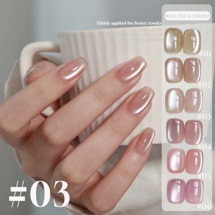 10ML 1-8PCS 2026 New Nude Pink Glass Bead Gel Nail Polish Gold Light Magnet Nude Cat Eye Gel Polish Cute Nails Nail Supplies
