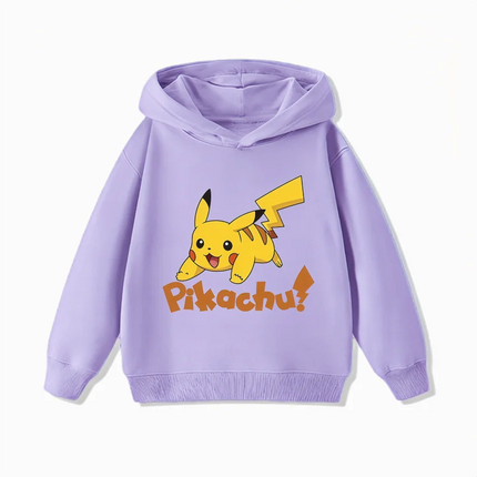 New Arrival Pikachu Print Kids Hoodie, Unisex Boys Girls Clothes, Warm Hooded Sweatshirt for Autumn Winter