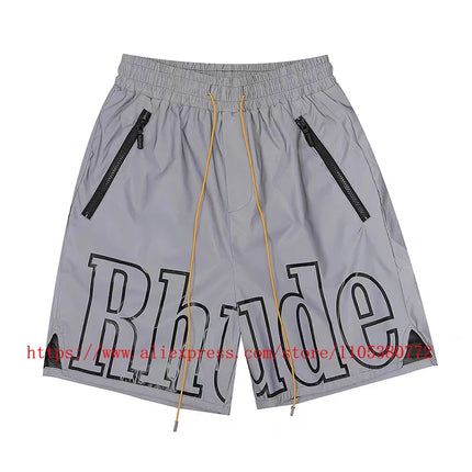 2026 New  RHUDE Men's Print Casual Shorts Loose Fit Nylon Drawstring Basketball Street Beach Shorts with Pockets Fast Delivery