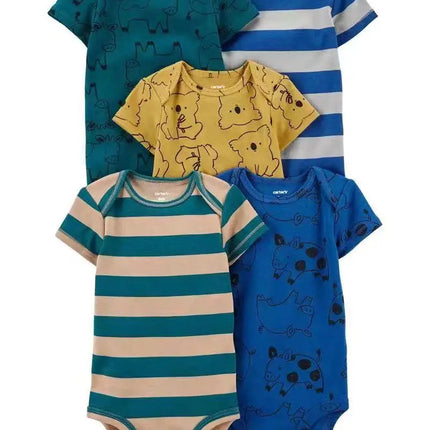 5pcs/set Cotton Soft Comfortable Baby Bodysuits Short Sleeve One-Pieces for Newborn Infant Summer Bebe Clothes Baby Shower Gifts