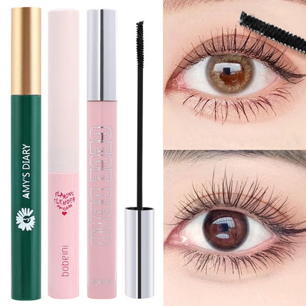 Ultra-Fine Small Brush Mascara Lengthen Eyelashes Curling Thick Waterproof Natural Black Brown Lashes Extension Korean Cosmetics