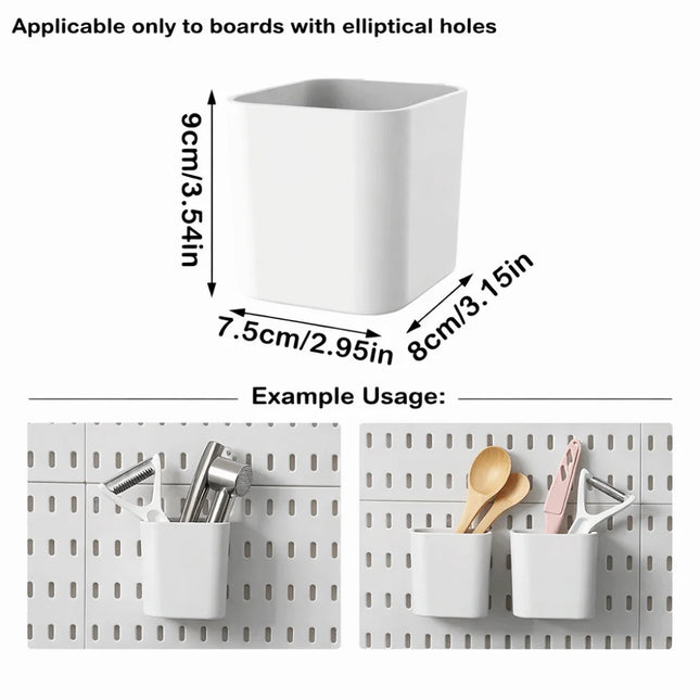 Wall-Mounted Storage Board with Hooks DIY Pegboard Space-Saving Storage Organizer Board for Kitchen Bedroom Bathroom Study Room