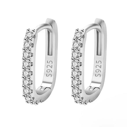 925 Sterling Silver  Circle Hoop Earrings for Women Fashion Luxury  Crystal Zirconia Earrings Party Wedding Versatile Jewelry