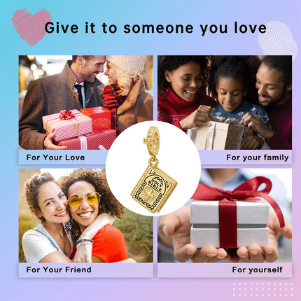 925 Sterling Silver Hope and Salvation Book Golden Holy Bible Cross Religion Pendant Fit Charms Bracelets Women DIY Jewelry Gift
