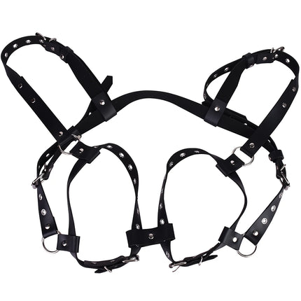 QKKQ Sexy Corset Erotic BDSM Bra With Nipple Clamp Adjustable Chest Bondage Bodice Breast Binder For Women Men Private Games