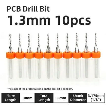 PCB Drill Bit 10pcs Tungsten Steel Micro Diameter Drill Bit Set 1/8 "Fixed Handle Mini Cnc Drill Bit 0.1-3.175mm