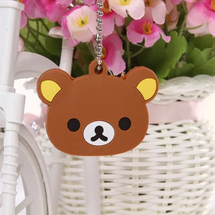 Rilakkuma Key Protective Cover Keychains New Anime Relax Bear PVC Cases Backpack Bags Key Rings Pendants Charms Gift Hot Sales
