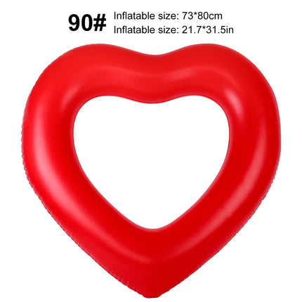 1PC Heart Shaped Inflatable Swim Ring, Float Water for Pool and Beach, Unique Summer Design Material Fun Outdoor