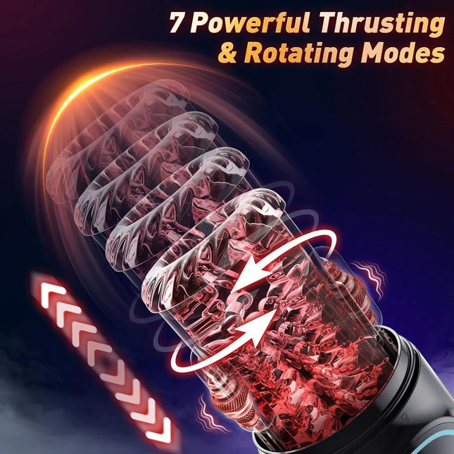 Automatic Male Thrusting Rotation Masturbator Cup, Licking and Sucking Penis Pump Pocket Pussy Blowjob LED Display Sex Toys for Men