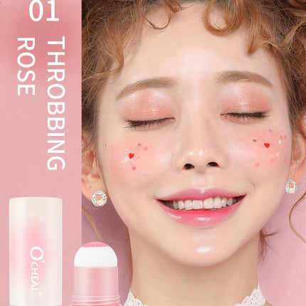 Blush Stick Brightening Contour Powder Shadow Blusher Waterproof Eyes&lip Cheek Tint Beauty Blush Stick Sponge Makeup Cosmetics