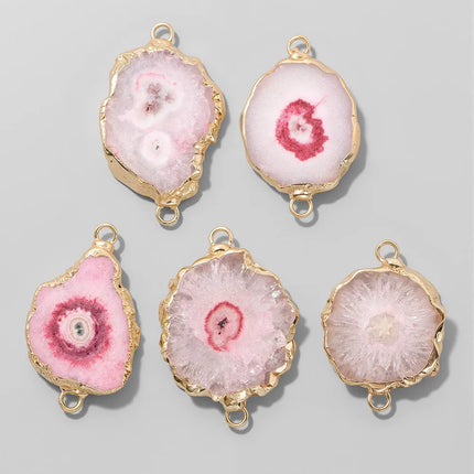 Fashion Irreguar Druzy Agat Pendant Natural Quartz Connector Charms For Jewelry Making  Necklace Bracelet Earrings DIY 2pcs/lot