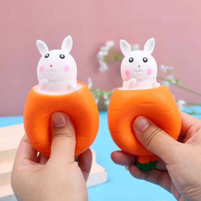 New Squeezing Carrot Rabbit Cup Toys Kids Stress Relief Pinch Toy Fidget Decompression Sensory Toy for Child Adult Baby Gift