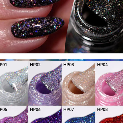 LILYCUTE 7ml Nail Polish Holographic Reflective Colorful Shining Effec Manicure Nail Art Varnish No Need Lamp Air Dry