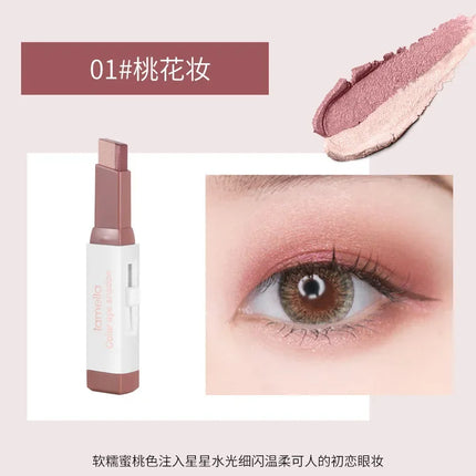 Double Color Eyeshadow Stick Gradient Shimmer Cream Pen Eye Makeup Cosmetic Eyeshadow Stick Korean Makeup