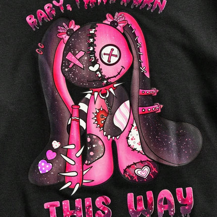 Pink Puppet Bear A Cute And Terrifying Appearance Hooded Women Warm Fleece Hoodies Street Casual Hoodie Hipster Loose Clothes
