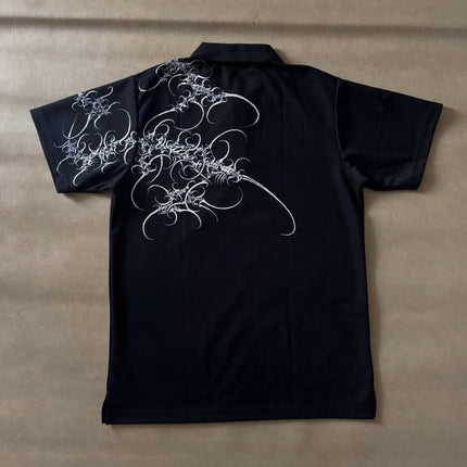 Rock Y2K Polo Shirt Printed Mens T-shirt Gothic Super Hip-Hop Button-Neck Shirt Punk Casual T-shirt Simple Stylish Couple Packs