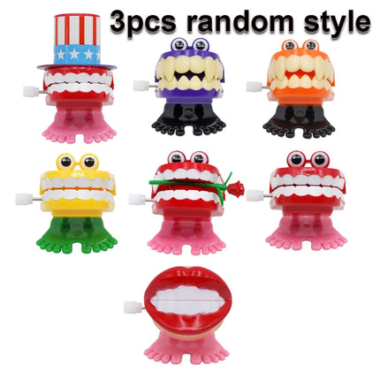 Jumping Teeth Gift Novelty Clock Toy Fun Christmas Halloween Children's Clockwork Toy Plastic Jumping Teeth Dental Dentist Gift