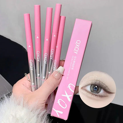 Long-lasting Natural 3D Inner Membrane Red Lying Silkworm Eye Liner Pen with Angle Folding Halo Dye Brush Double Head Eyeliner