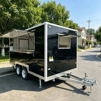 Customizable Mobile Food Truck Cart, Lemonade Crepe Bakery Food Trailer Equipped With Complete Kitchen Gear