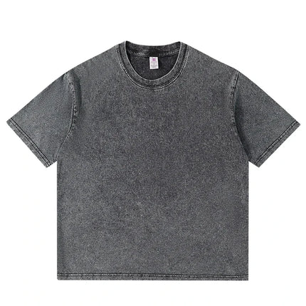250gsm Men's Washed Vintage T-Shirts Street Hip Hop Retro Punk T Shirt Women Harajuku Casual Cotton Short Sleeve Acid Wash Tops