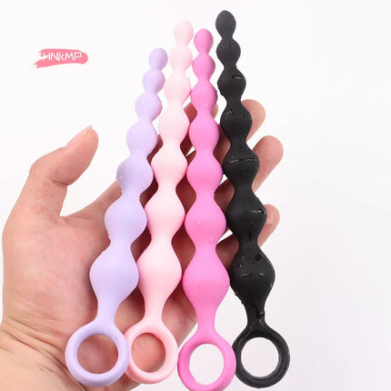 7 Balls Silicone Beads Soft Anal Plug G-Spot Stimulating Butt Plug Anal Stimulation Pull Bead Dildo Deep Anal Sex Toy