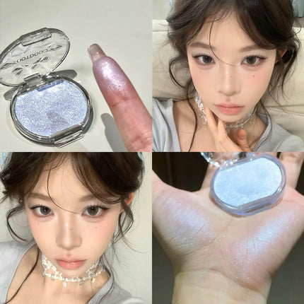 Face Makeup Ice Blue Glitter Lying Silkworm Peach Pink Pearl Eyeshadow Blusher Palette Highlights Natural Blush Female Cosmetics