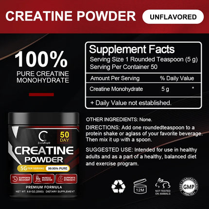 Creatine Monohydrate for Women and Men for Improve Performance and Strength, Support Muscle Growth and Workout Recovery