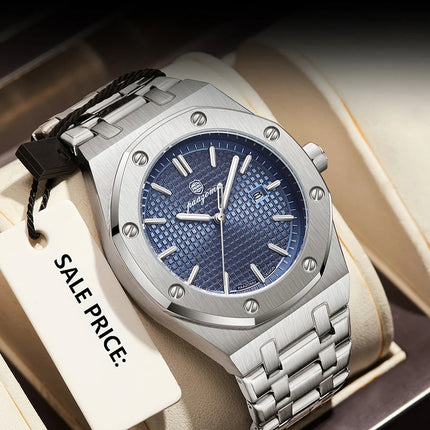 PAAZOMU Luxury Square Men's Quartz Watch Waterproof Luminous Date Men's Watch High Quality Stainless Steel Business Men's Watches