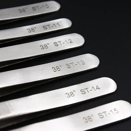 100% VETUS Original ST Series New HRC 38 Ultra Precision 302 Stainless Tweezers Mink Eyelash Extensions Anti Acid Super Fine Tip