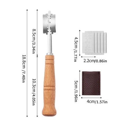 1PC Curved Bread Slicer with Wooden Handle Stainless Steel Dough Dividing Shaping Knife for Baking