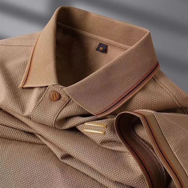 Luxury Brand Men's T-shirt designer Business Loose Fit Turn Down Collar Short Sleeve Polo Shirt Soft Solid Tops Tees Men T-shirt