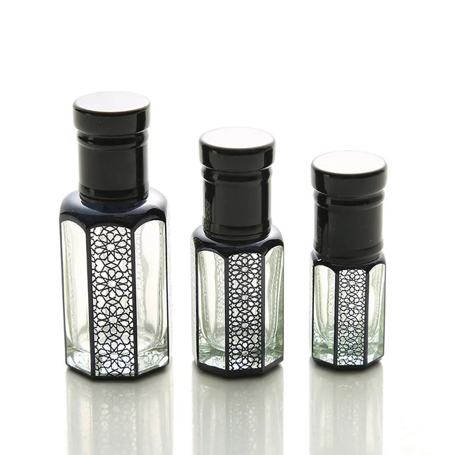 100pcs 3/6/12ml Empty Black Glass Crystal Essential Oil Bottle Attar Oil Bottle Perfume Container Bottle With Glass Drop Stick