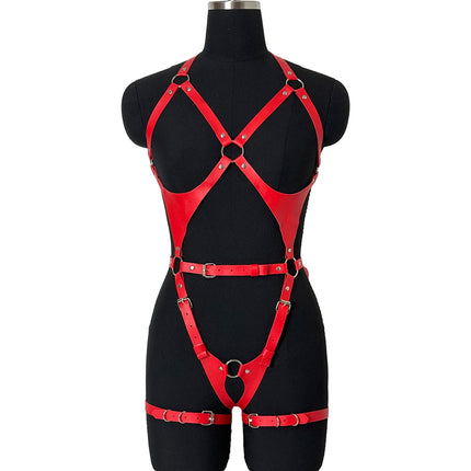 Punk Sexy Leather Body Harness Women Chest Bondage Harness Thigh Garter Belt Gothic Swordbelt BDSM Erotic Exotic Fetish Clothing