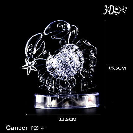 DIY 12 Constellation Puzzle LED Light 3D Crystal Puzzle Exquisite Gifts for Children and Adults Education Puzzle Creative Toys