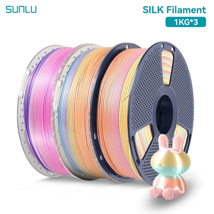 SUNLU 3KG 3D Printer Shiny Silk PLA Filament 1.75mm 1000g 3D Printer Neatly Wound 3D Filament for 3D Printer& 3D Pen