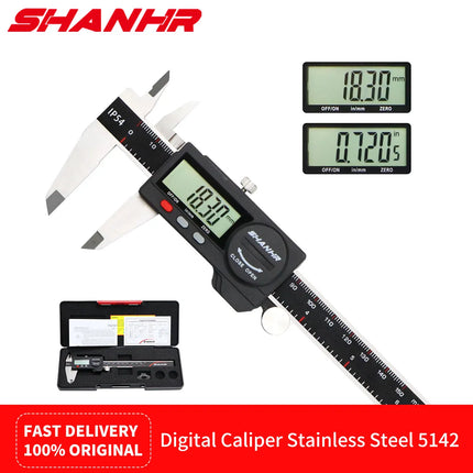SHANHR 150mm Electronic Digital Caliper Measuring Tool, Digital Caliper Stainless Steel Construction with Large LCD Screen
