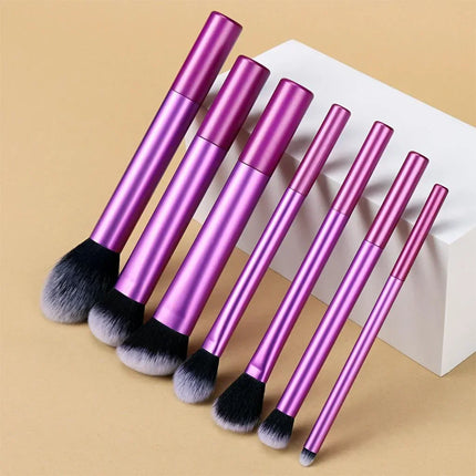Professional 7PCS Makeup Brushes Synthetic Soft Cruelty Free Foundation Blush Eyeshadow Cosmetic Set Easy Cleaning Tools