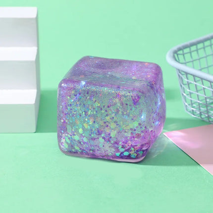 5CM Ice Cube Shaped Fidget Toy Square Stress Relief Ball Squishy Squeeze Anxiety Maltose Stress Relief Sensory Adults Toys