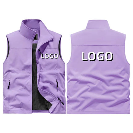 Outdoor workwear jacket Men's breathable lightweight top  Spring and Autumn thin high-end solid color stand-up collar vest