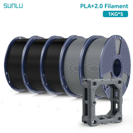 SUNLU 5KG PLA Plus 2.0 3D Printer Filament 1.75mm 1000g Spool (2.2lbs) Neatly Arranged No Knot Filament Fit Most FDM Printer