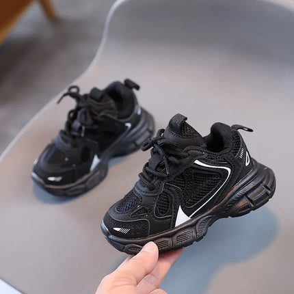 Spring and Autumn Children Sports Shoes Unisex Kids Sneakers Mesh Upper Breathable Basketball Shoes Tennis Casual Flats Footwear