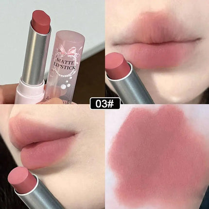 Moisturizing Velvet Matte Lipstick Mousse Long-lasting Waterproof Lightweight Natural Warm Brown Toned Lip Tint Makeup