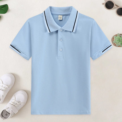 Kids T-Shirt Baby Boy Toddler Polo Shirts Children Clothing Short Sleeve Cute Striped White Blue Summer Tops School Uniform