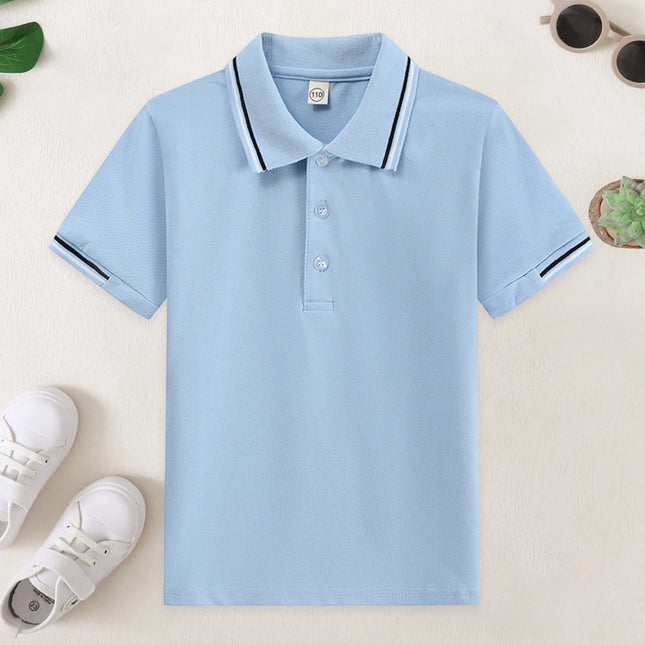 Kids T-Shirt Baby Boy Toddler Polo Shirts Children Clothing Short Sleeve Cute Striped White Blue Summer Tops School Uniform